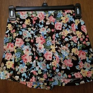 Black floral shorts